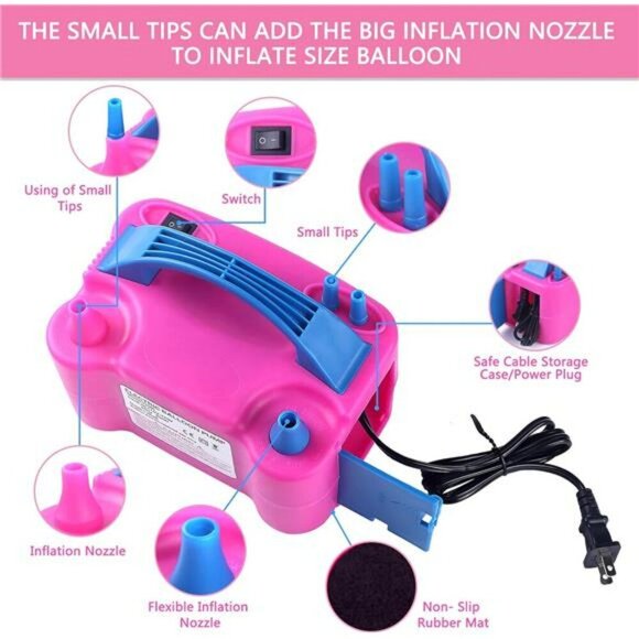 Electric Balloon Pump Dual Nozzle 600W Air Inflator for Party Decorations - Picture 2 of 7
